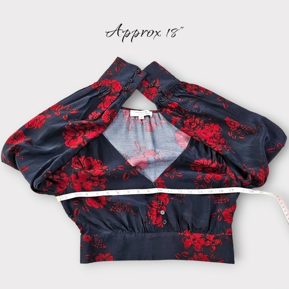 Marissa Webb Collective Navy Floral V-neck Blouse - Picture 13 of 15